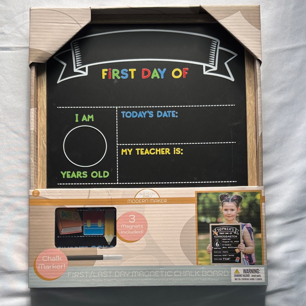 First/Last Day Of Magnetic Chalkboard Sign - Multicolor Lettering